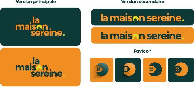 Planche des versions principale, secondaire et favicon du logo La maison sereine